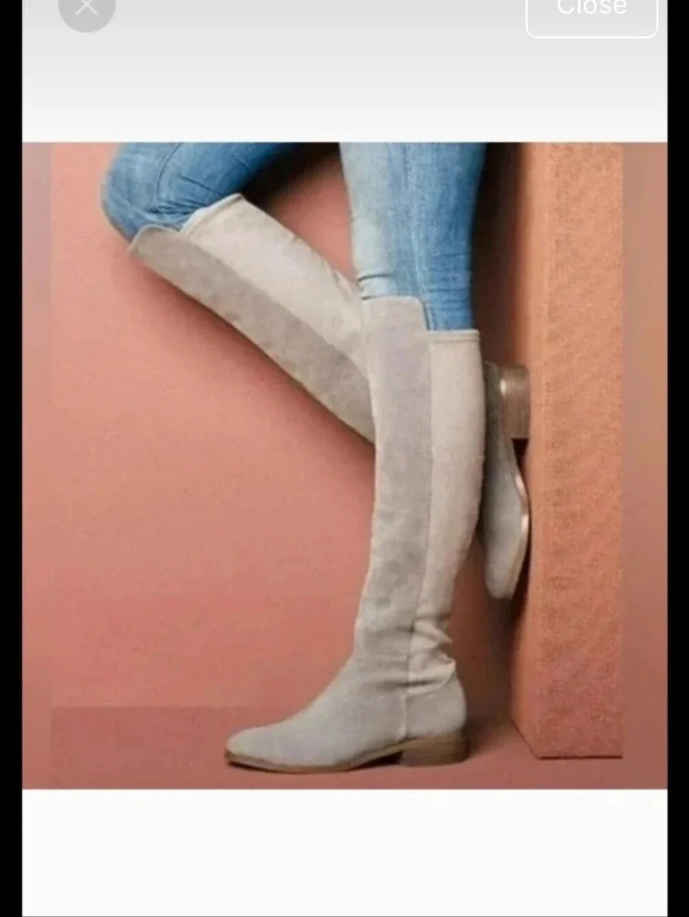 Knee-High Suede Riding Boots in Taupe